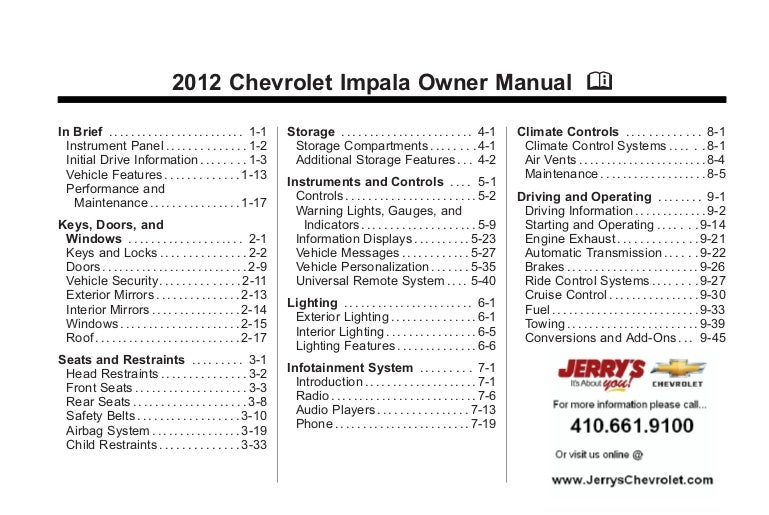 1967 chevy impala owners manual pdf