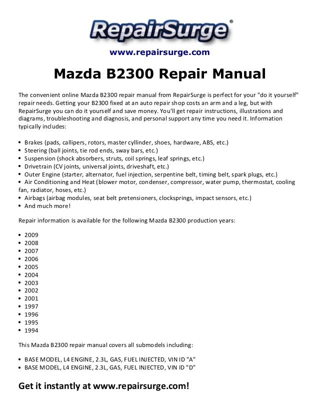 1994 mazda b2300 owners manual