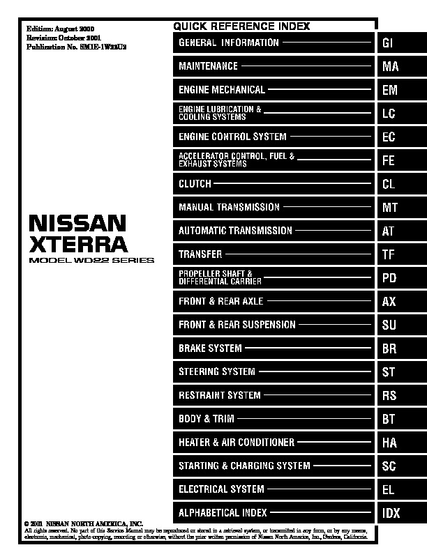 2001 nissan xterra owners manual