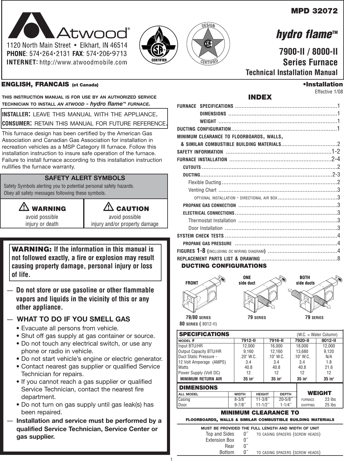 atwood mobile products 7916 ii furnace user manual