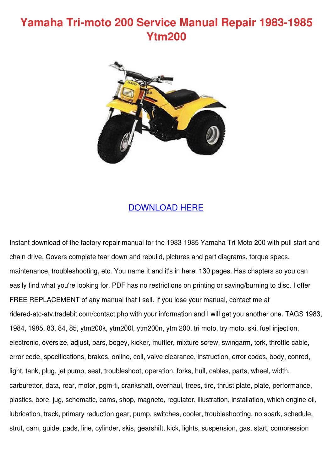 1984 yamaha tri moto 225 owners service manual
