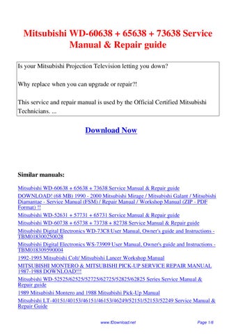 mitsubishi wd 65731 owners manual