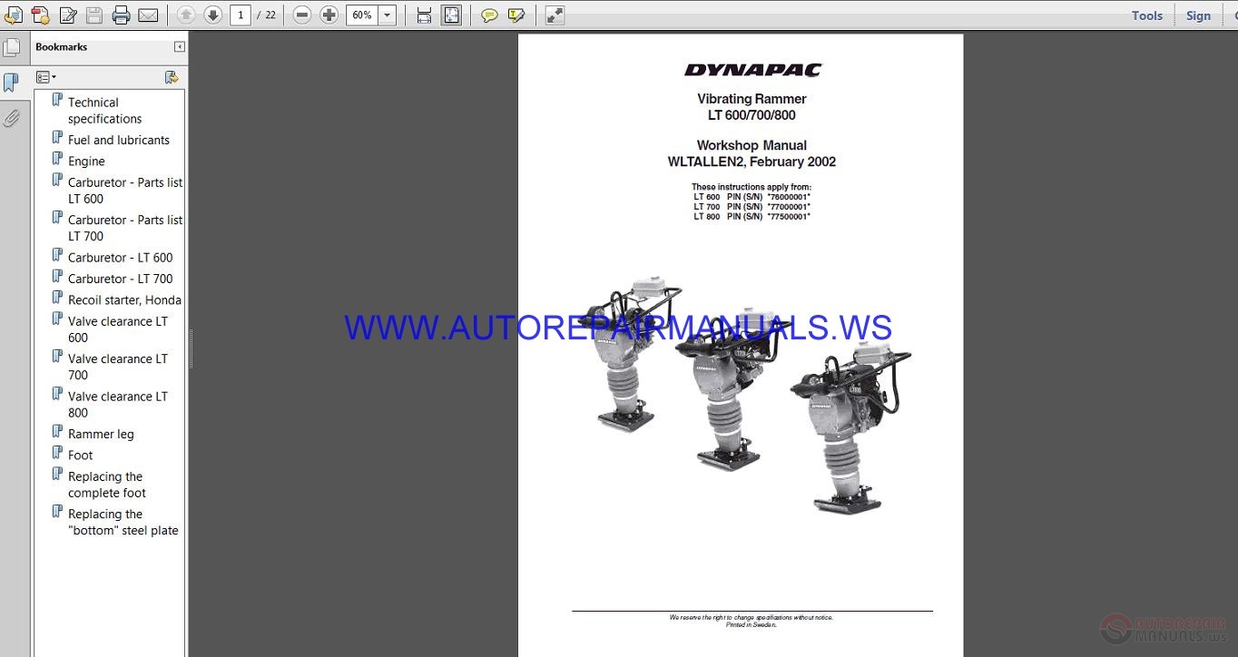 dynapac lg 500 service manual