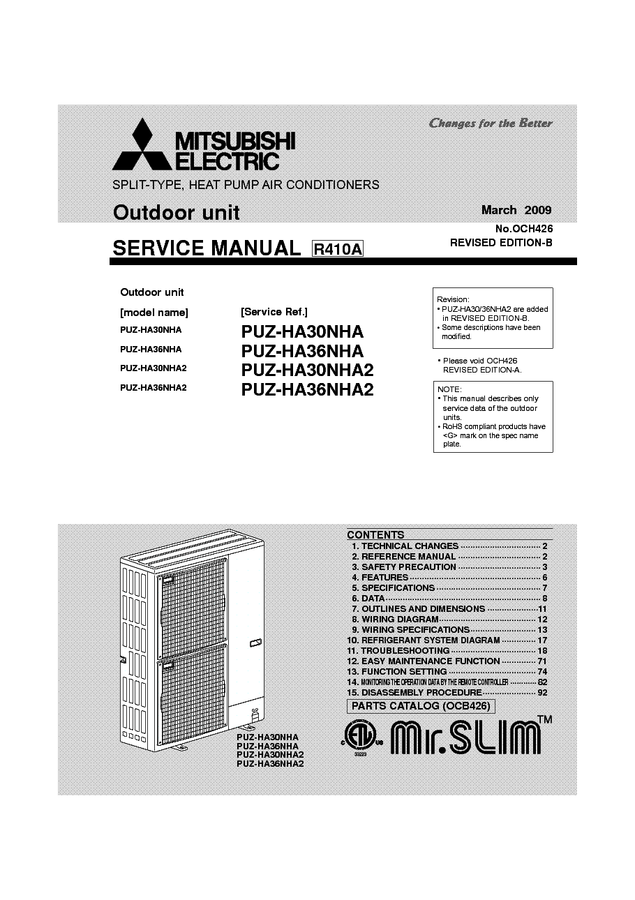 mitsubishi msy ge13va user manual