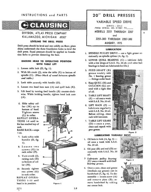 dayton drill press owners manual
