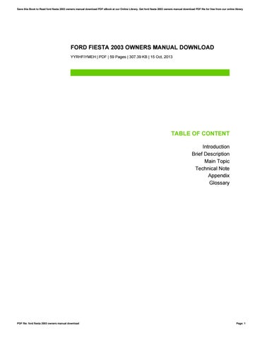 ford fiesta 2003 owners manual pdf