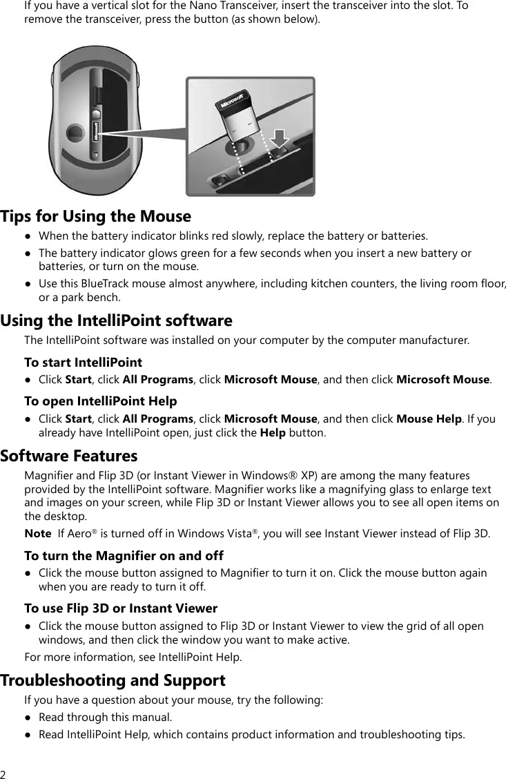microsoft 1383 mouse user manual